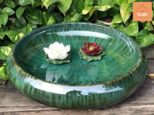 BÁT THẢ HOA XANH LỤC MIỆNG TRÒN