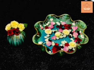 BÁT THẢ HOA XANH LỤC MIỆNG LƯỢN