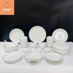 BỘ BÁT ĐĨA TRẮNG CHỈ VÀNG 31 MÓN