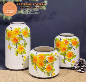 COMBO 3 BÌNH HOA HỌA TIẾT HOA VÀNG