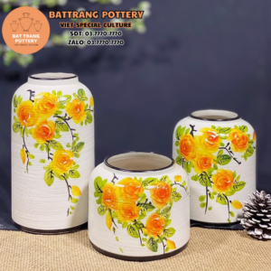COMBO 3 BÌNH HOA HỌA TIẾT HOA VÀNG