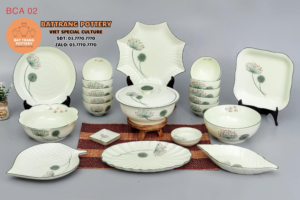 BỘ CHÉN ĐĨA HOẠ TIẾT BỒ CÔNG ANH 21 MÓN