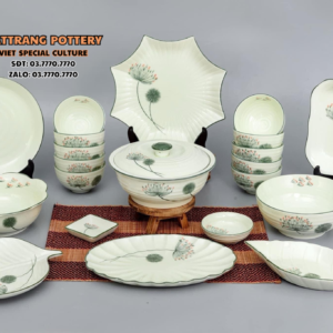 BỘ CHÉN ĐĨA HOẠ TIẾT BỒ CÔNG ANH 21 MÓN