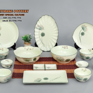 BỘ CHÉN ĐĨA HOẠ TIẾT BỒ CÔNG ANH 15 MÓN