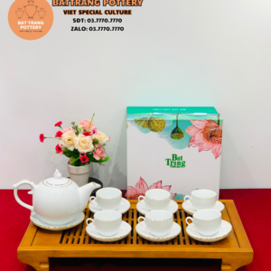 BỘ TRÀ CHỈ VÀNG MEN TRẮNG 2