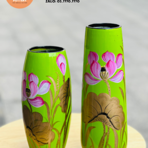 BÌNH VẼ HOA SƠN MÀI LỤC