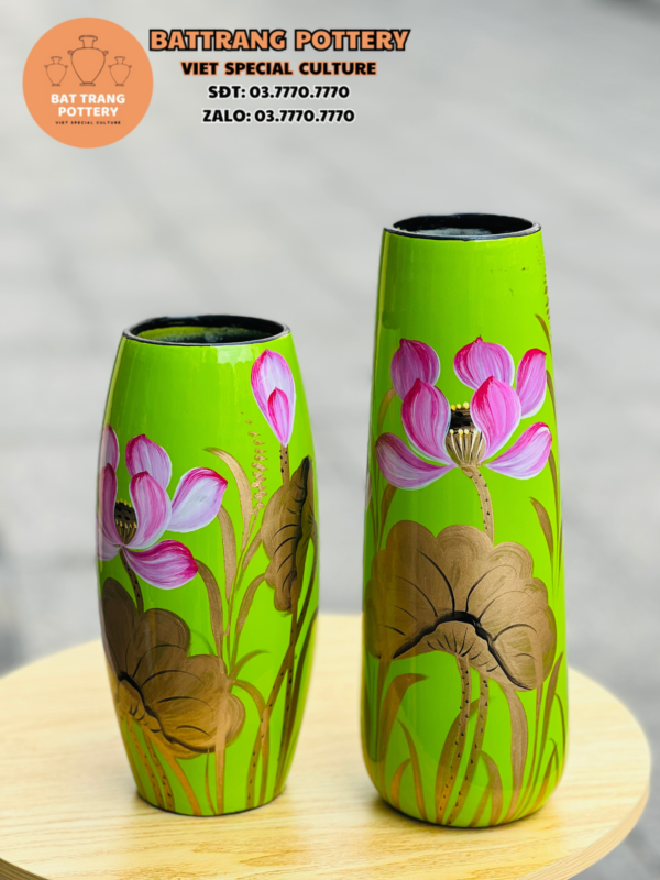 BÌNH VẼ HOA SƠN MÀI LỤC