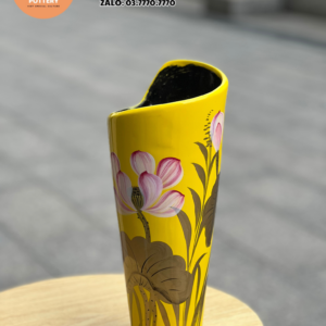 BÌNH VẼ HOA SƠN MÀI VÀNG