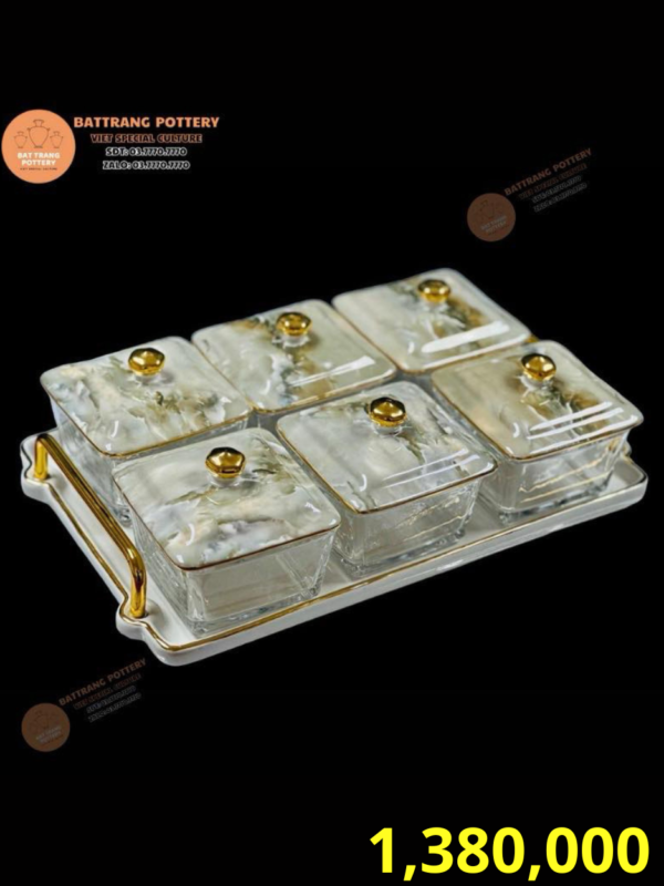 KHAY MỨT 6 HŨ MEN LOANG NÂU