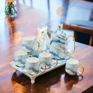BỘ ẤM TÁCH MEN LOANG XANH