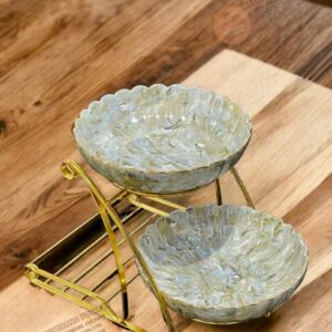 KHAY 2 TẦNG MEN LOANG NÂU